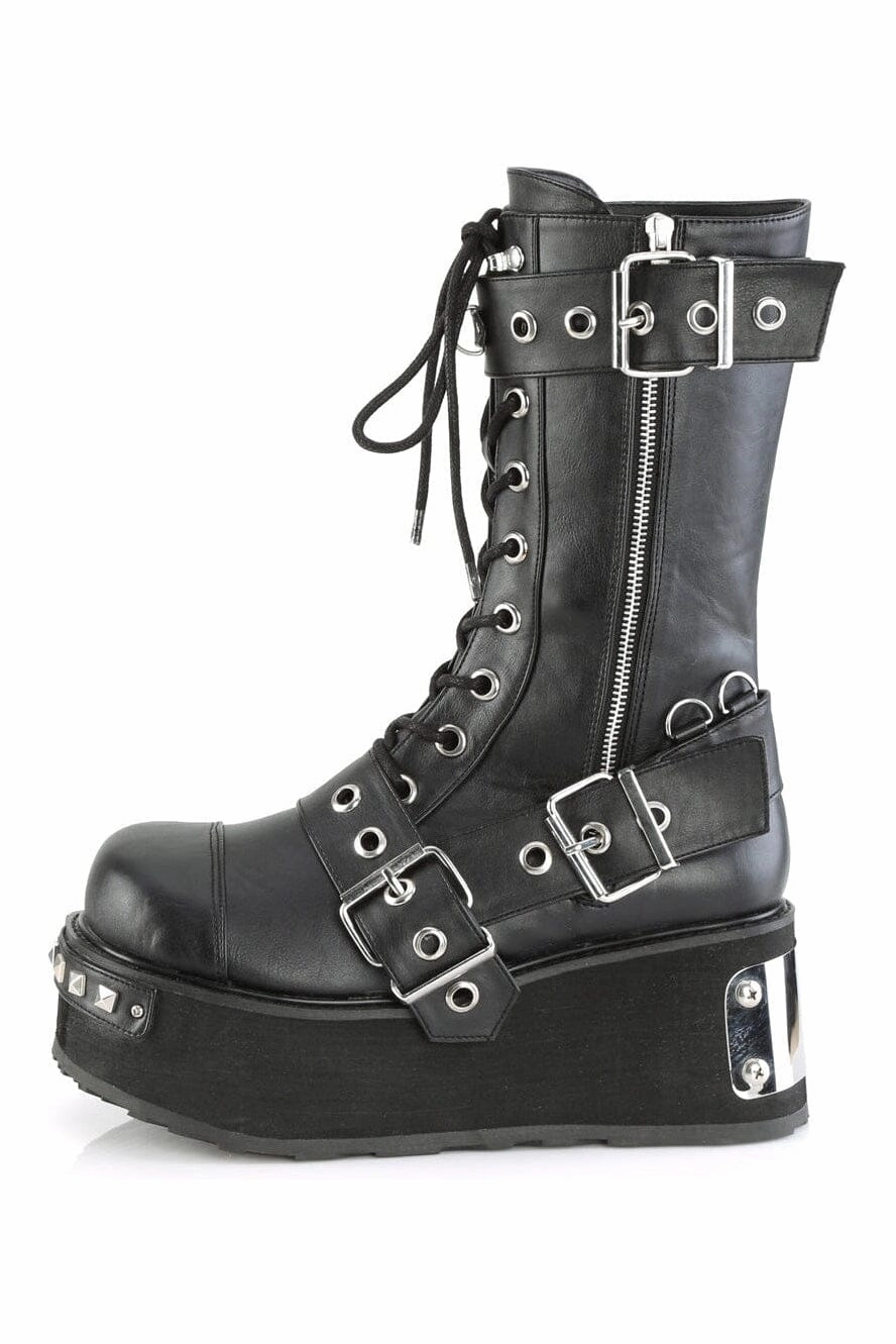 TRASHVILLE-250 Black Vegan Leather Knee boot