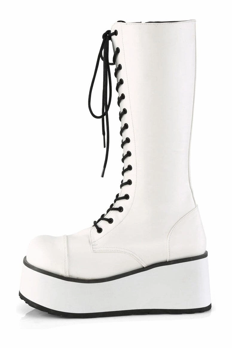 TRASHVILLE-502 White Vegan Leather Knee Boot