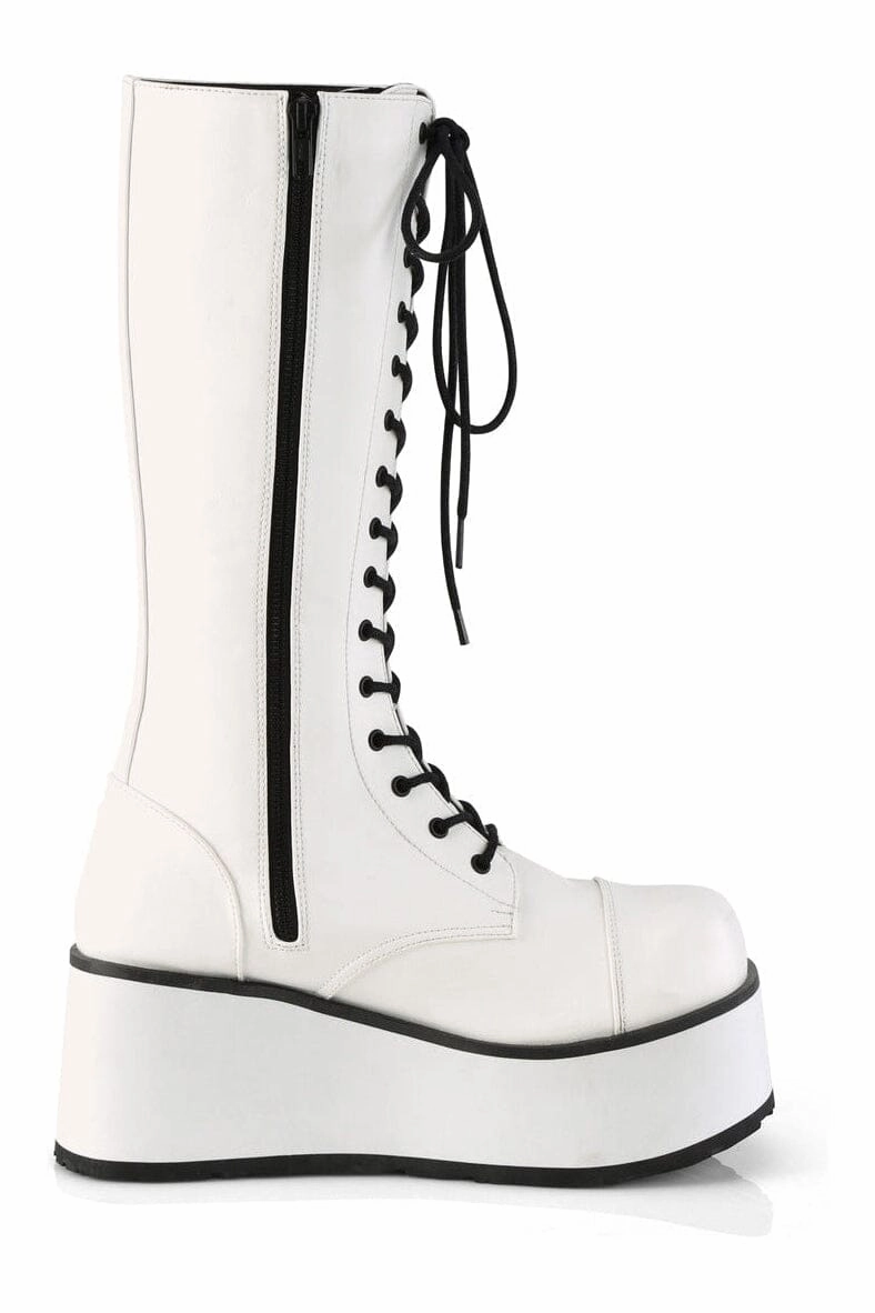 TRASHVILLE-502 White Vegan Leather Knee Boot