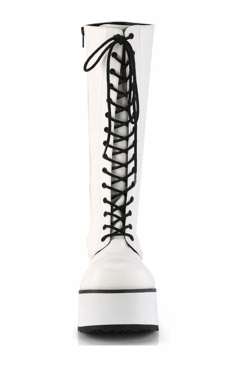 TRASHVILLE-502 White Vegan Leather Knee Boot