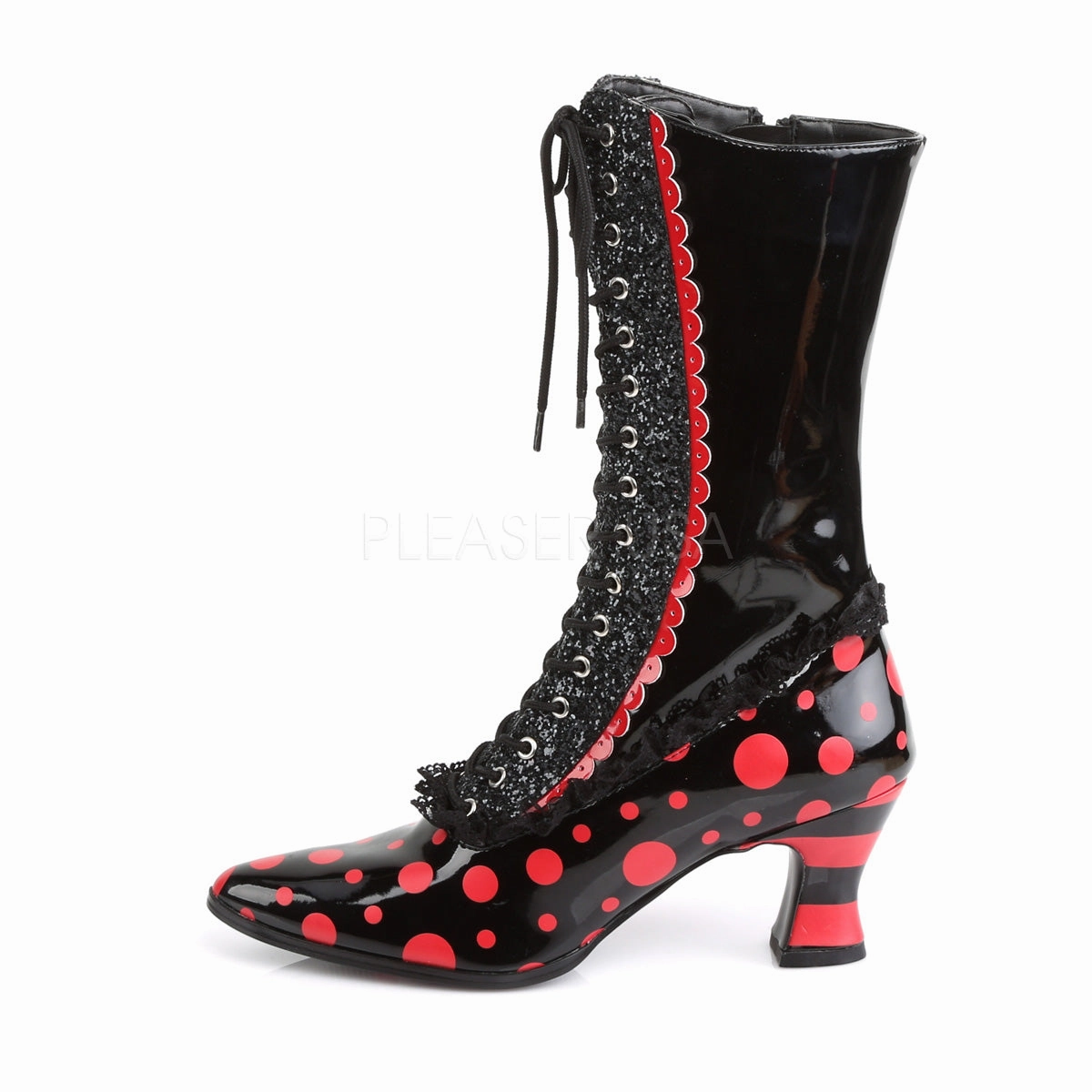 VICTORIAN-122  Black-Red Patent