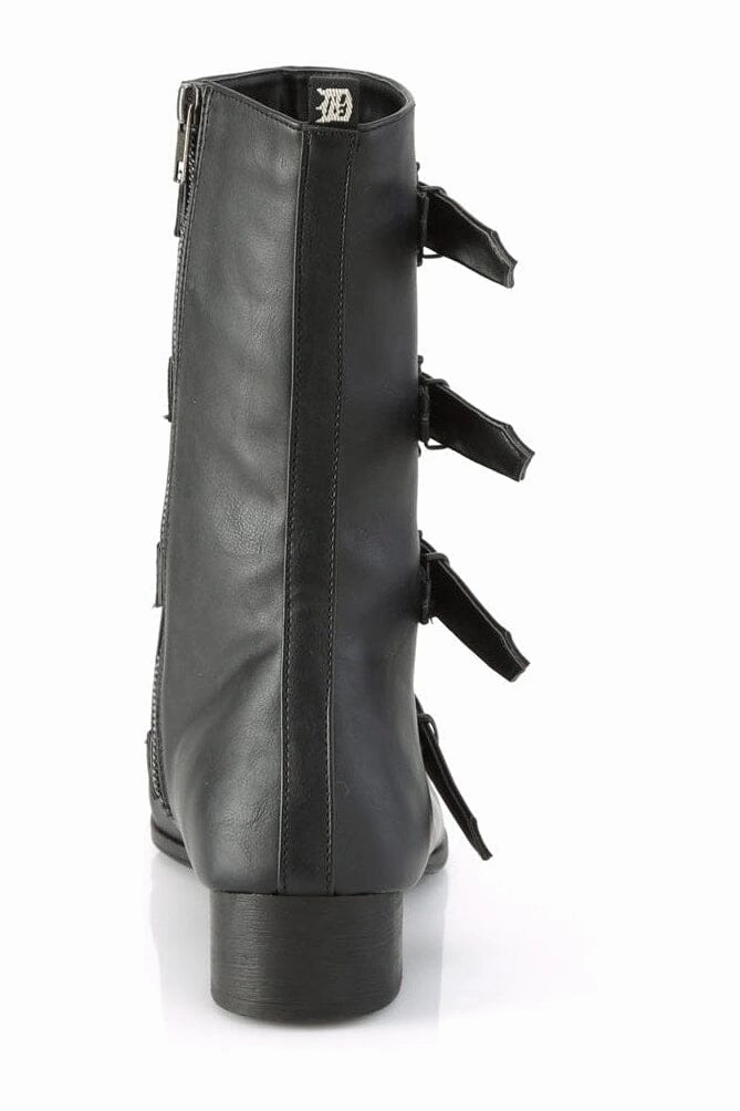 WARLOCK-110-B Black Vegan Leather Knee Boot