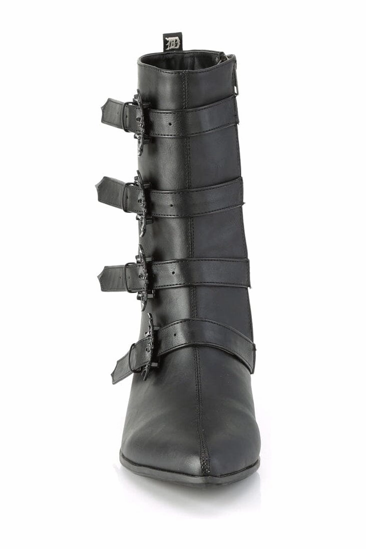 WARLOCK-110-B Black Vegan Leather Knee Boot
