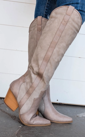 Worth It Everytime Western Knee Boot Taupe - Final Sale